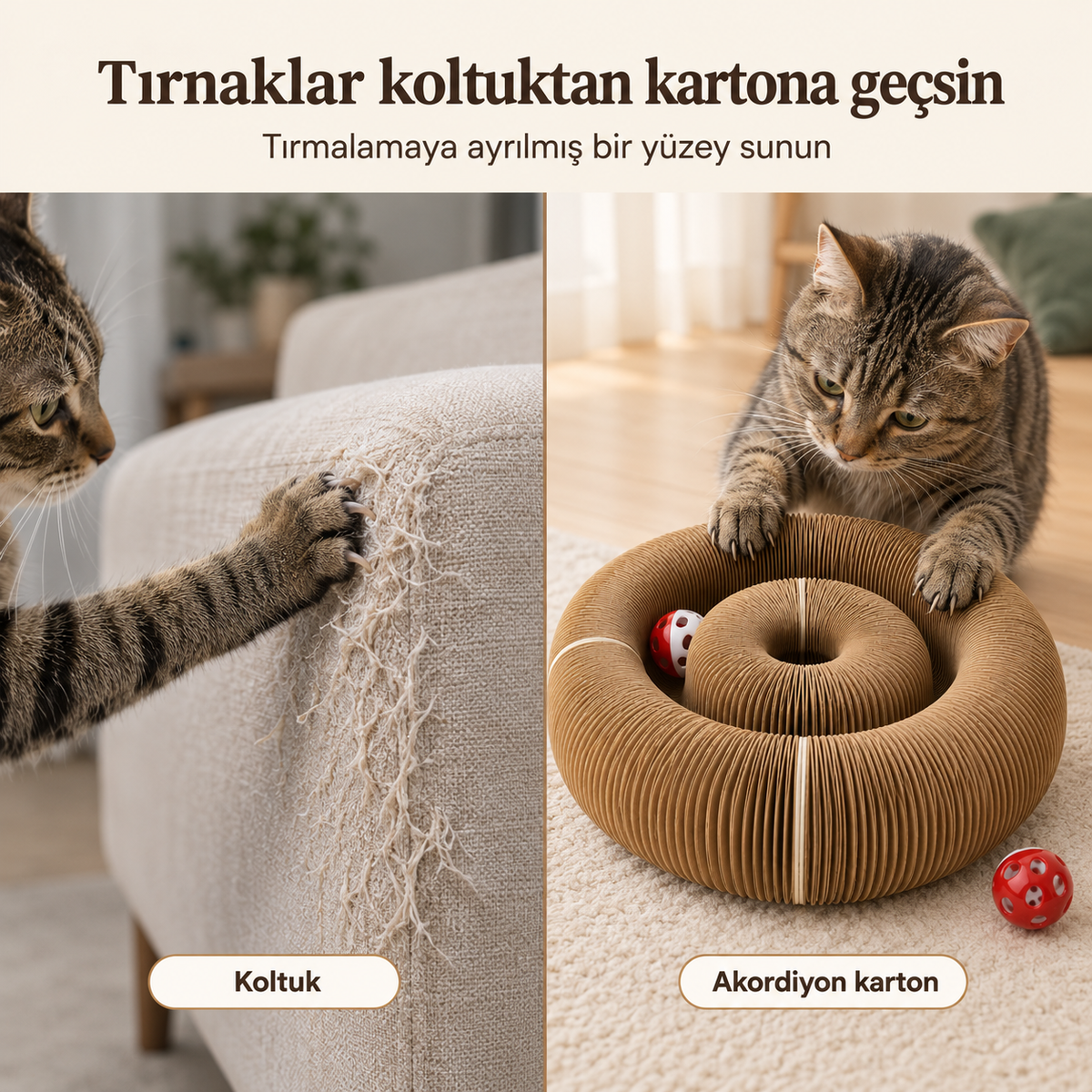 Akordiyon kedi tırmalama oyuncağı
