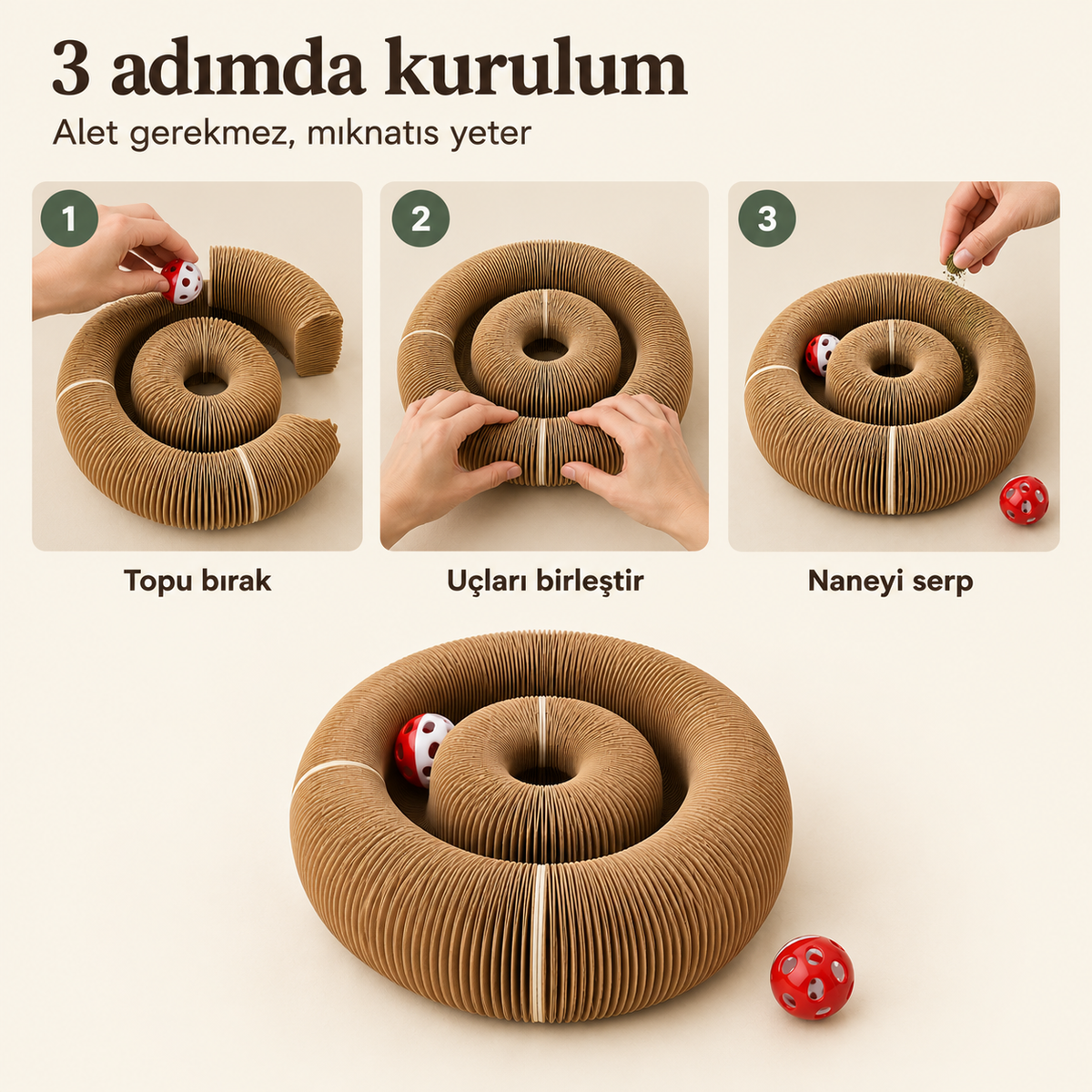 Akordiyon kedi tırmalama oyuncağı
